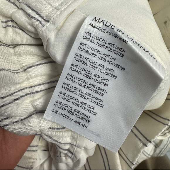 Club Monaco White Pin Striped Linen Blend Wide Leg Pants Size 4 Summer Casual - Picture 12 of 15
